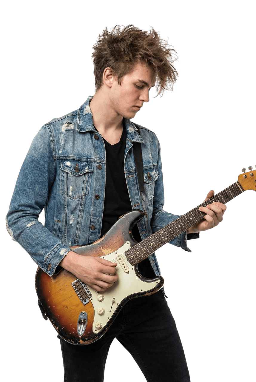 Musician playing an electric guitar